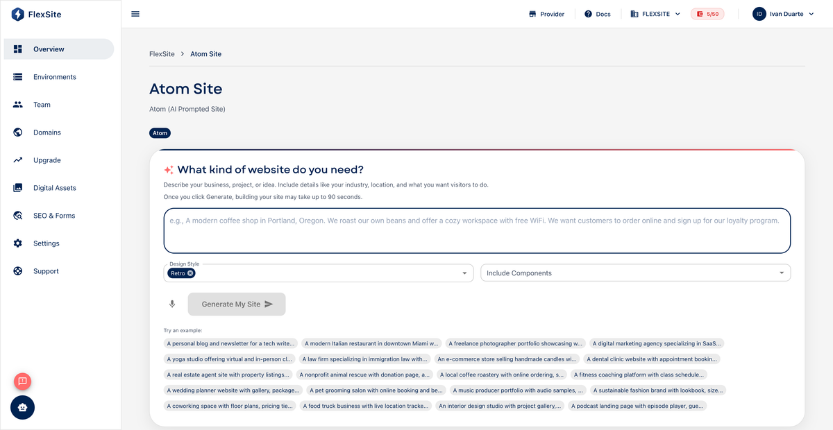 Creating an Atom Site