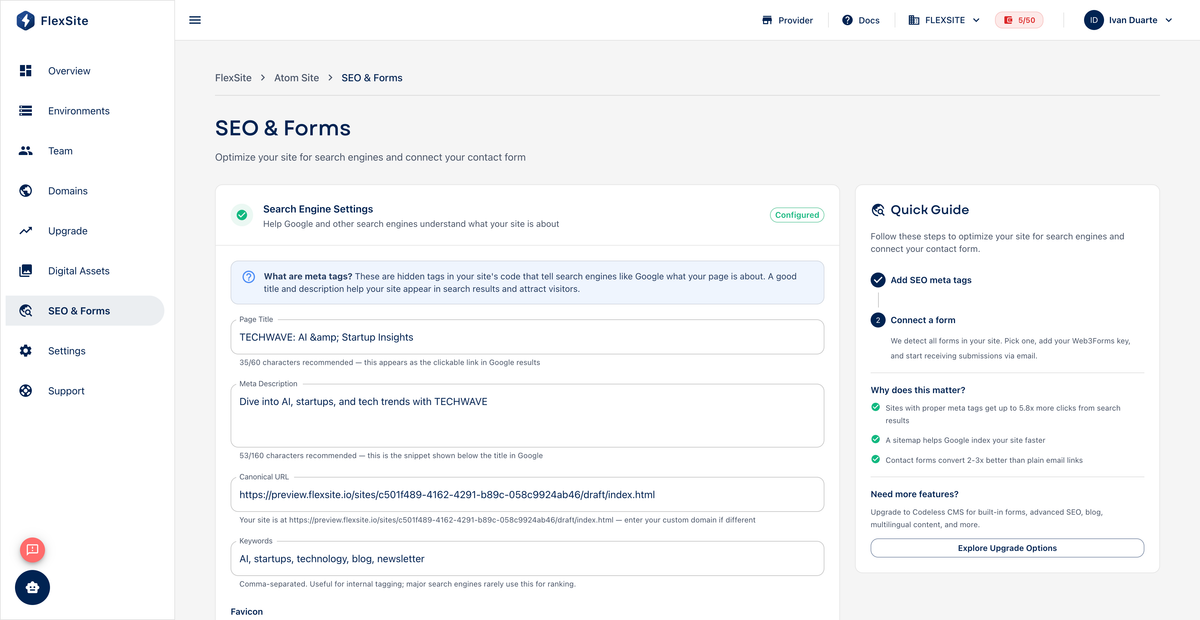 SEO and Contact Forms