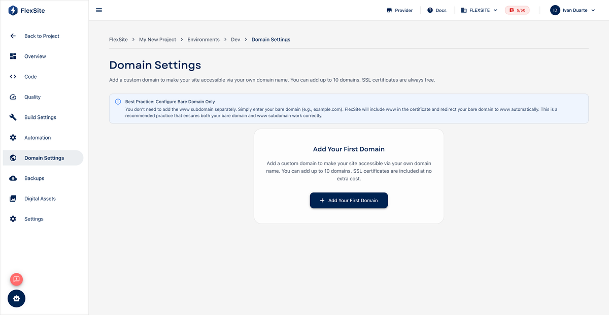 Publishing to a Custom Domain
