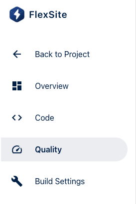 FlexSite Quality Link in the Sidebar