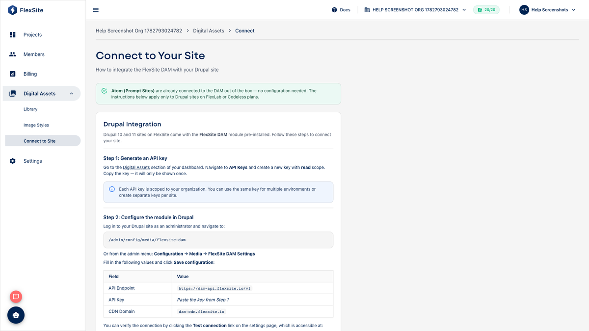 Connect DAM to Your Site