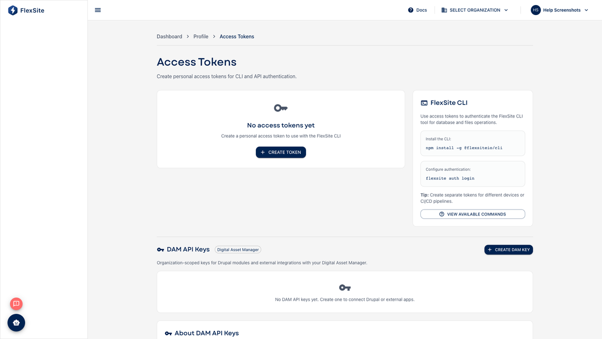 Profile, Tokens, and SSH Keys